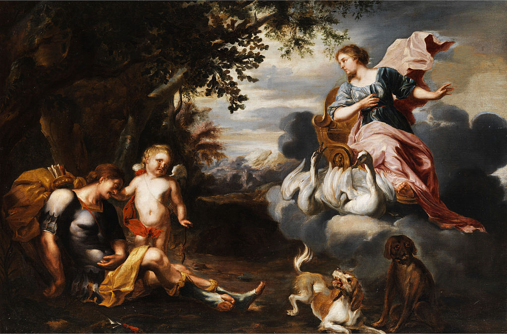 Aphrodite und Adonis, Flandern 17. Jh. Öl auf Leinwand